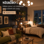 Un studio bien aménagé avec des meubles cosy et polyvalents.