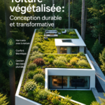 Un toit vert luxuriant avec des plantes variées sur un immeuble, exemplifiant l'architecture durable.