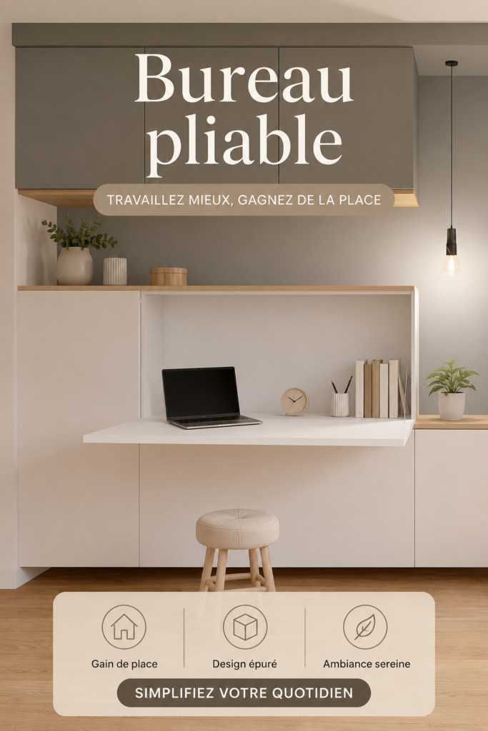 Bureau pliable moderne et fonctionnel dans un studio