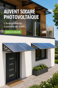 Une maison avec un magnifique canopy solaire au jardin, exploitant l'énergie renouvelable.
