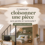 Image d'un salon avec cloison en verre laissant passer la lumière