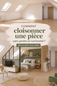 Image d'un salon avec cloison en verre laissant passer la lumière