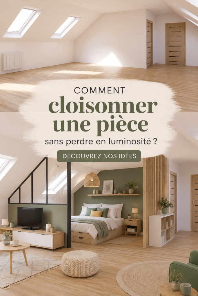 Image d'un salon avec cloison en verre laissant passer la lumière