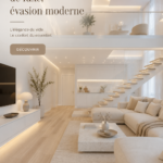 Un loft minimaliste moderne avec une décoration élégante et épurée.