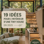 Intérieur cosy d'une tiny house avec des éléments de décoration modernes.