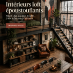 Un salon de loft avec des murs en briques apparentes et un mobilier moderne.
