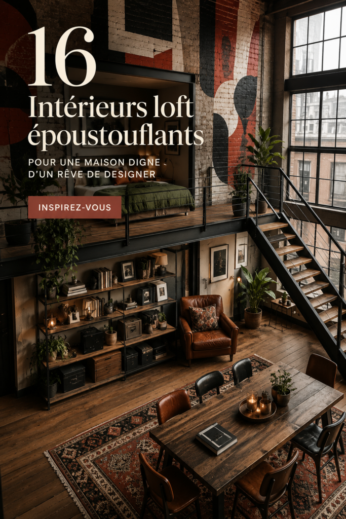 Un salon de loft avec des murs en briques apparentes et un mobilier moderne.