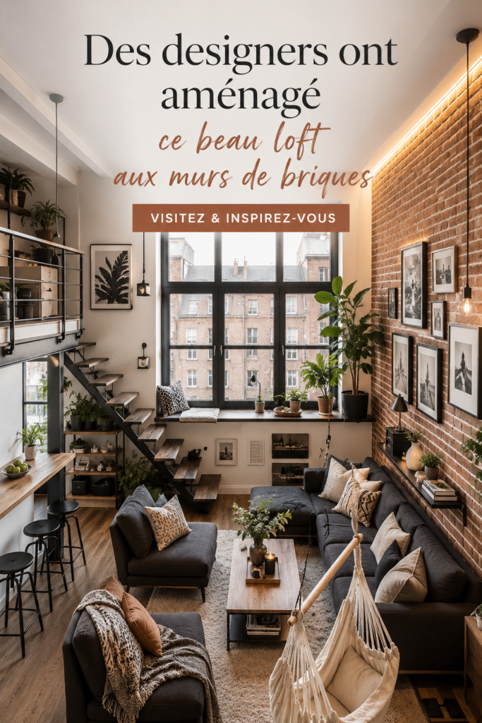 Loft avec murs de briques élégants et décoration moderne