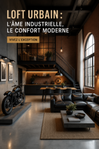 Un élégant loft industriel avec murs en briques et mobilier moderne