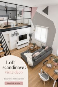 Un salon spacieux avec une décoration loft scandinave chic et lumineux.