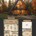 Maison moderne en A avec un loft accessible, parfaite pour les familles.