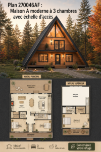 Maison moderne en A avec un loft accessible, parfaite pour les familles.