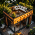 Maison moderne avec terrasse sur le toit offrant une vue dégagée