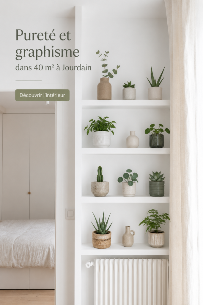 Décoration intérieure moderne et épurée d'un appartement de 40 m² à Jourdain