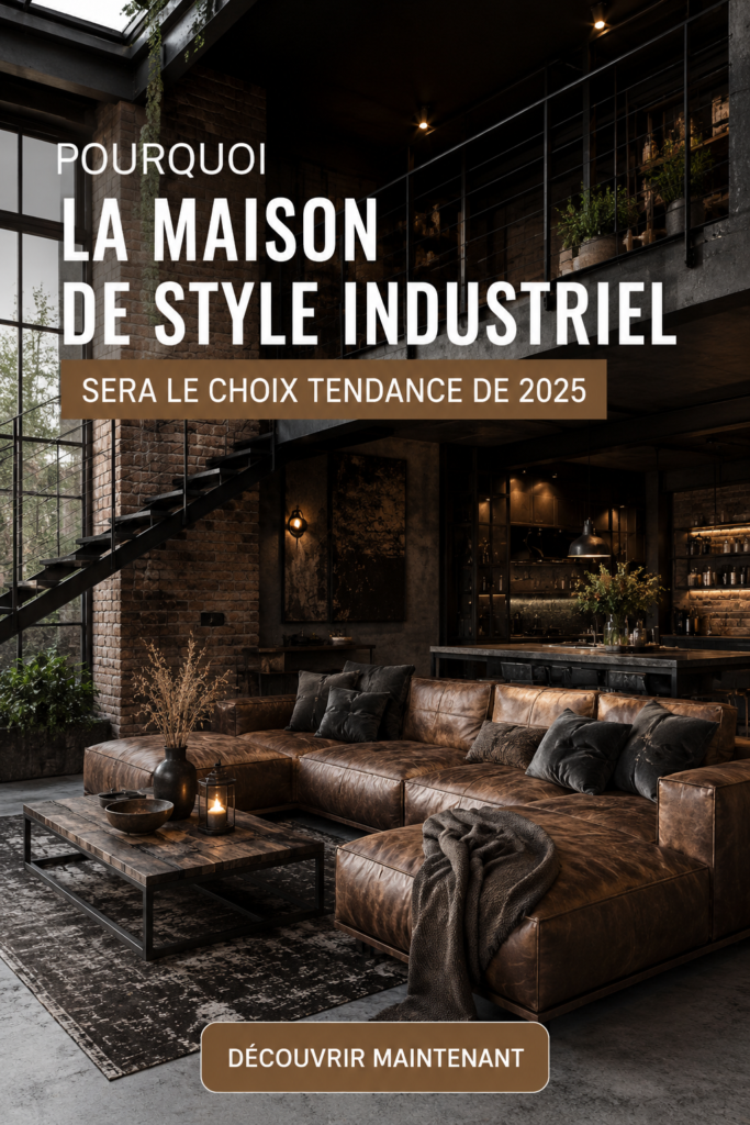 Intérieur de maison avec décoration industrielle, mélange de métal et de bois brut.