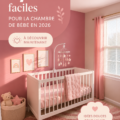 Nursery confortablement aménagée avec des couleurs douces et des meubles fonctionnels.