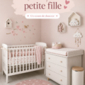 Chambre d'enfant joliment aménagée avec des couleurs douces et un décor enfantin