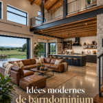 Un barndominium moderne avec un design chaleureux dans un cadre rural.