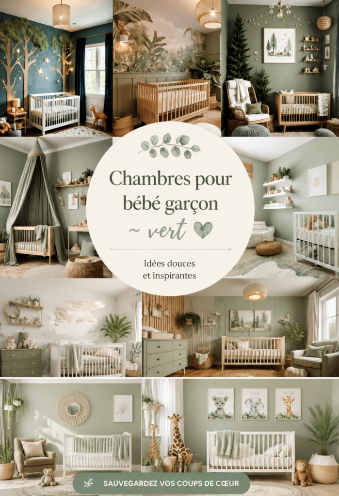 Une chambre de bébé garçon avec des décorations vertes apaisantes