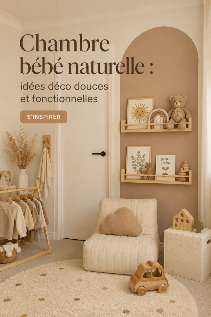 Chambre bébé naturelle avec des éléments en bois et des couleurs douces