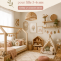 Chambre bohème chic pour fille, avec des couleurs douces et des décorations personnalisées.