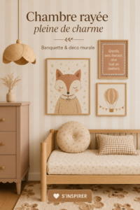 Chambre d'enfant décorée avec des motifs rayés et un lit daybed confortable