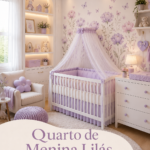 Chambre d'enfant décorée en lilas avec des fleurs délicates, créant une ambiance douce et accueillante.