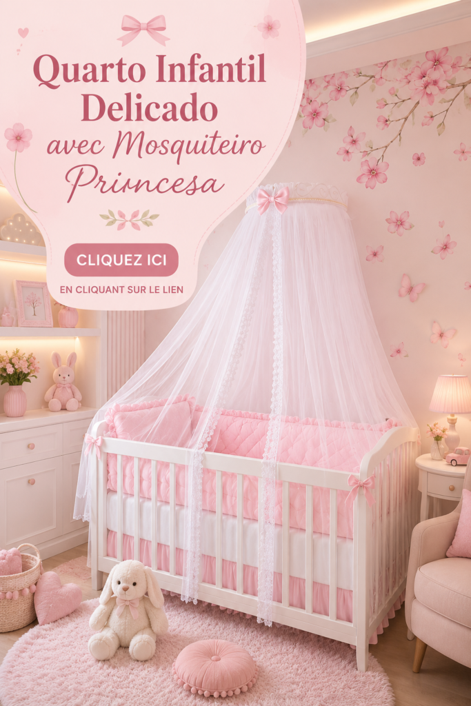 Chambre d'enfant décorée avec un moustiquaire doux et coloré