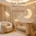 Salon décoré avec un éclairage étoilé et des accessoires cosy