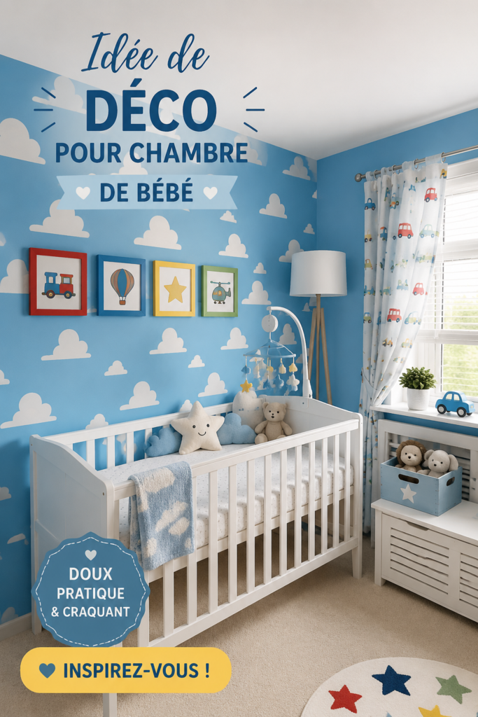 Chambre décorée sur le thème de Toy Story avec des couleurs vives et des personnages emblématiques.