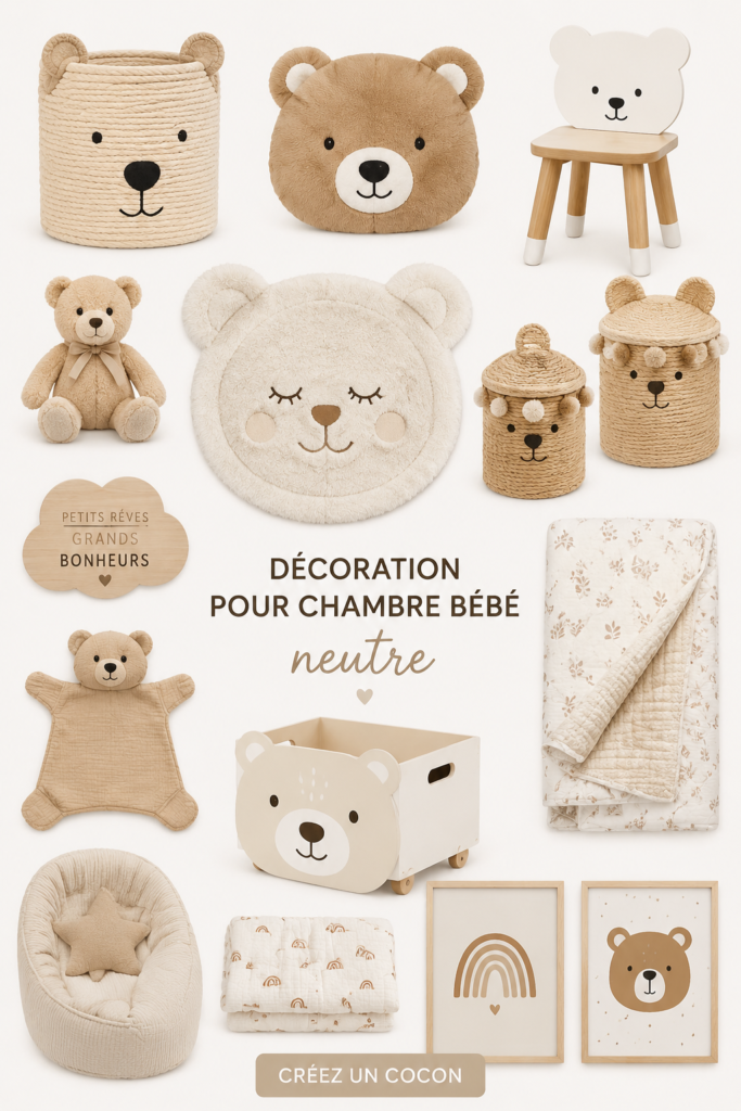Decor de nursery apaisante avec des teintes neutres et des textures naturelles