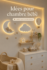 Chambre de bébé aménagée avec des couleurs douces et des accessoires apaisants