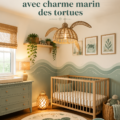 Chambre d'enfant sur le thème marin avec décoration de tortues