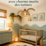 Chambre d'enfant sur le thème marin avec décoration de tortues