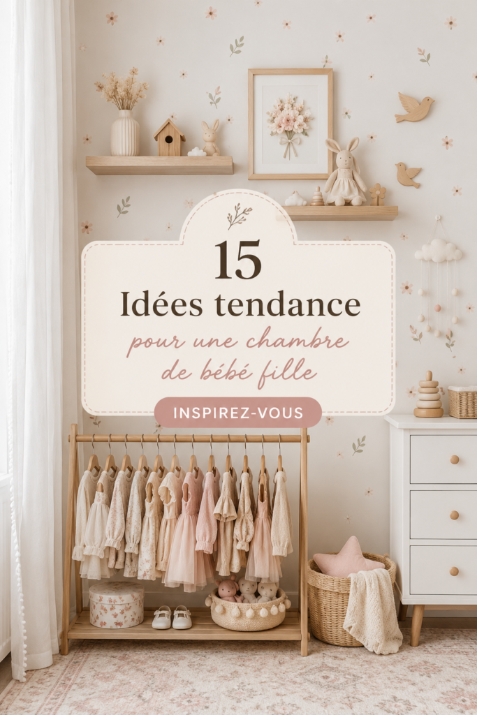 Chambre de bébé fille avec des couleurs douces et un mobilier pratique.