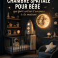 Décoration d'une chambre d'enfant sur le thème de l'espace avec des étoiles et des planètes.