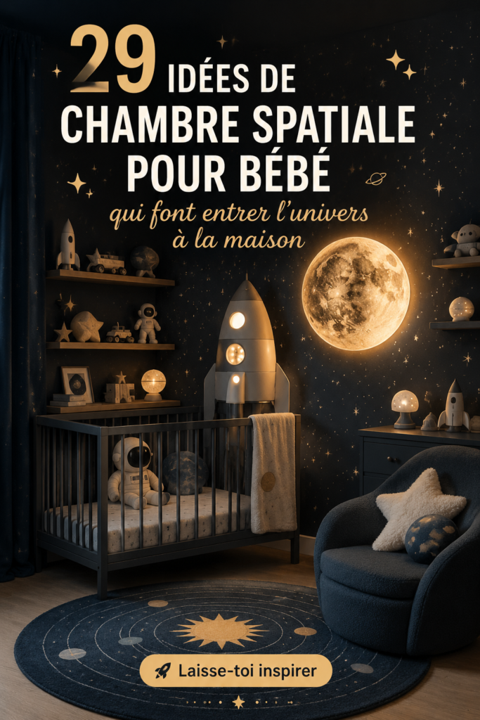 Décoration d'une chambre d'enfant sur le thème de l'espace avec des étoiles et des planètes.
