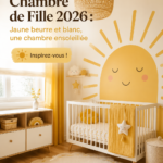 Chambre de bébé en jaune crème et blanc, décorée de manière lumineuse et accueillante.