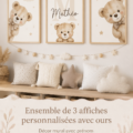 Impressions murales de nounours personnalisées pour la chambre des enfants