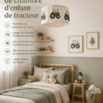 Lampe de chambre d'enfant sur le thème du tracteur, décoration chaleureuse et originale