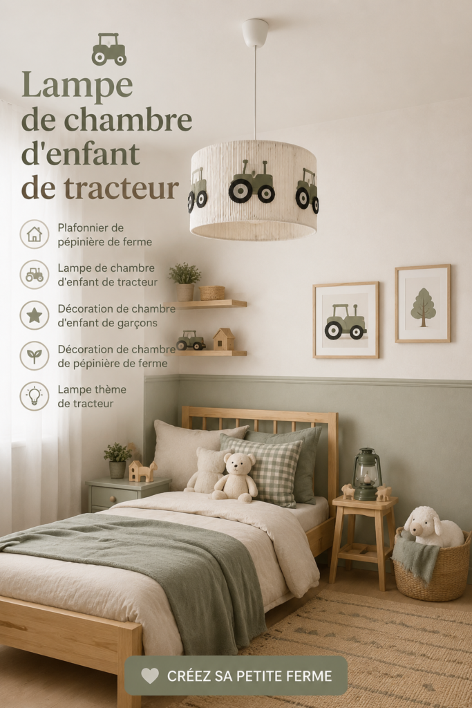 Lampe de chambre d'enfant sur le thème du tracteur, décoration chaleureuse et originale