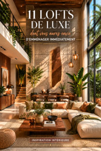 Loft moderne avec une décoration luxueuse et épurée, offrant une vue magnifique sur la ville.