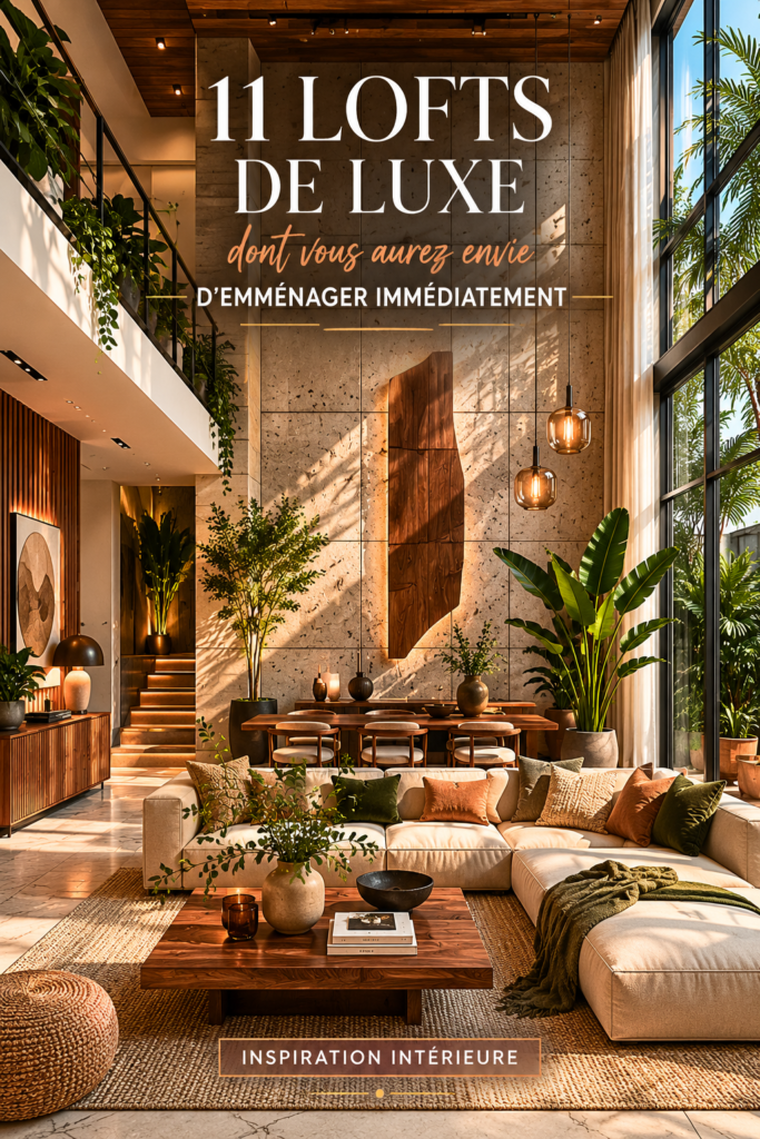 Loft moderne avec une décoration luxueuse et épurée, offrant une vue magnifique sur la ville.