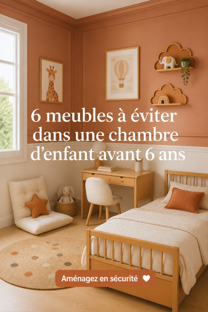 Chambre d'enfant décorée avec des meubles adaptés et sécurisés.