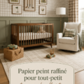 Chambre d'enfant élégante avec papier peint vintage.