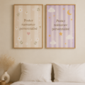 Poster de naissance personnalisé avec des couleurs douces et des motifs floraux, mettant en valeur les informations du bébé.