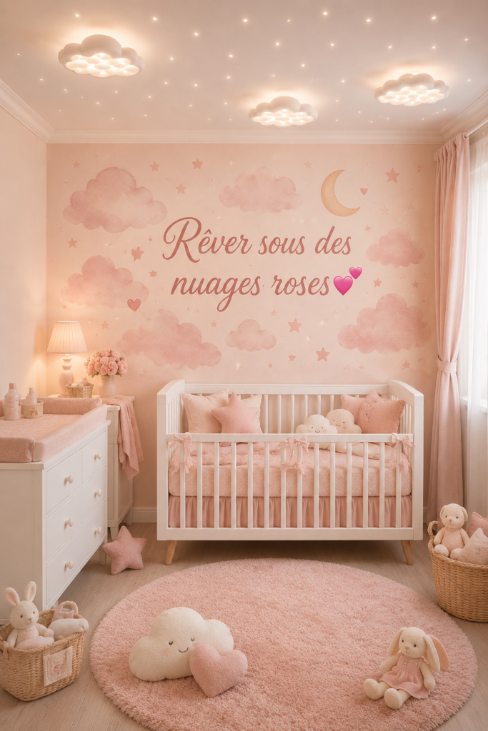 Vue inspirante de nuages roses au coucher du soleil avec des teintes douces.