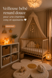 Veilleuse renard douce illuminant une chambre d'enfant