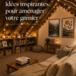 Photo d'un grenier rénové en espace de vie chaleureux et lumineux.