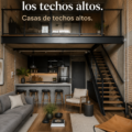 Intérieur d'une pièce avec un plafond haut bien aménagé
